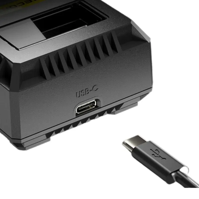 Nitecore Ladegerät CI2, intelligentes 2fach Schnell-Ladegerät mit USB-C Ladeport, lädt Li-Ion, NiMH und NiCd Akkus