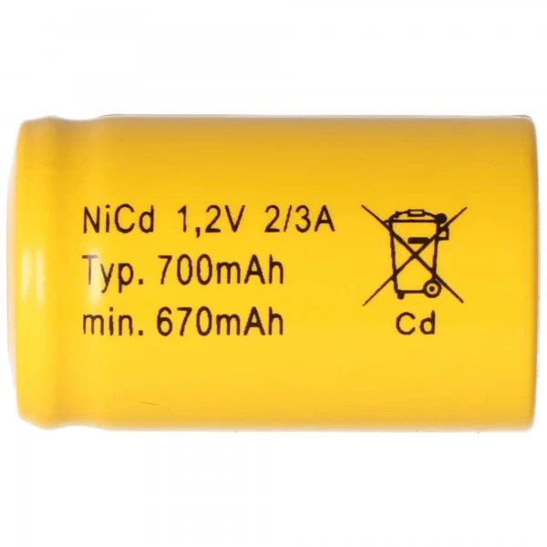 AccuCell KR-600AE 2/3 A NiCd Flat Top 1,2V 700mAh Akku