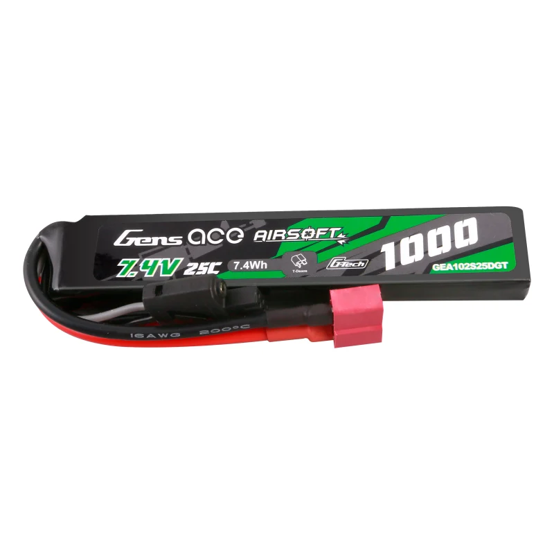 Gens ace G-Tech 25C 1000 mAh 2S1P 7,4 V Airsoft Lipo Akku mit T-Stecker