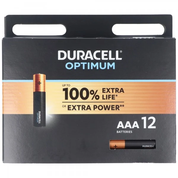 Duracell Optimum AAA Mignon Batterien, 1.5V LR03 MX2400, 12er-Pack