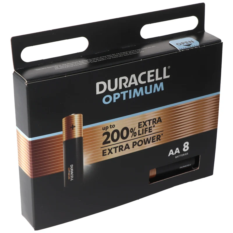 Duracell Optimum AA Mignon Alkaline-Batterien, 1.5V LR6 MX1500, 8er-Pack LR06 5000394137684