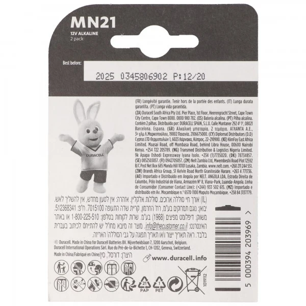 Duracell MN21 12V Batterie, Varta V23GA, GP23A, K23A, LRV08, E23A