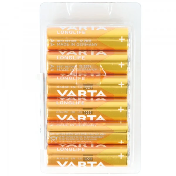 Varta Batterie Alkaline, Mignon, AA, LR06, 1.5V Longlife, Retail Box (12-Pack)