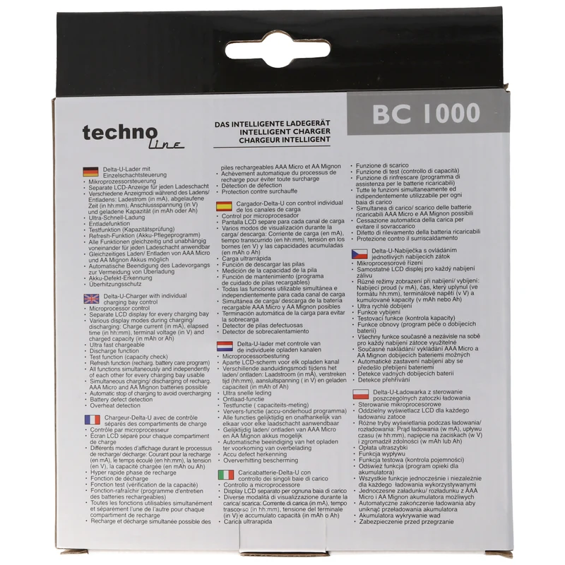 Technoline BC 1000 Akku-Ladegerät blau mit Panasonic eneloop Standard AA Mignon Akkus HR-3UTGB und AccuCell Akkubox