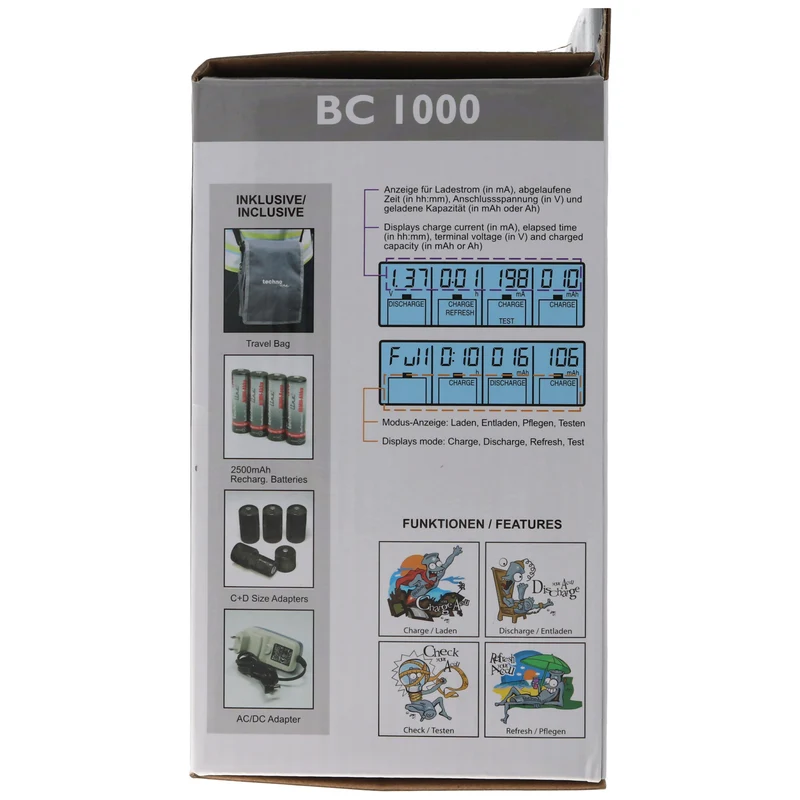 Technoline BC 1000 Akku-Ladegerät blau mit Panasonic eneloop Standard AA Mignon Akkus HR-3UTGB und AccuCell Akkubox