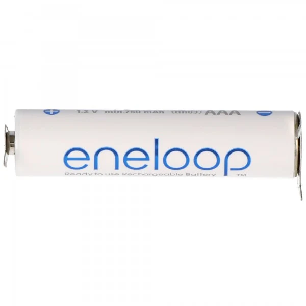 Panasonic Eneloop BK-4MCC Micro AAA NiMH Akku mit 3er Printkontakten Maße 44,5x10,5mm, Rastermaß 10mm