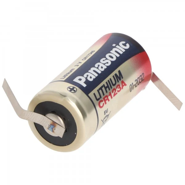 Panasonic Photo Power CR123A Lithium Batterie 3 Volt Lithium Batterie, wählbar mit Lötfahnen in Z-Form und in U-Form
