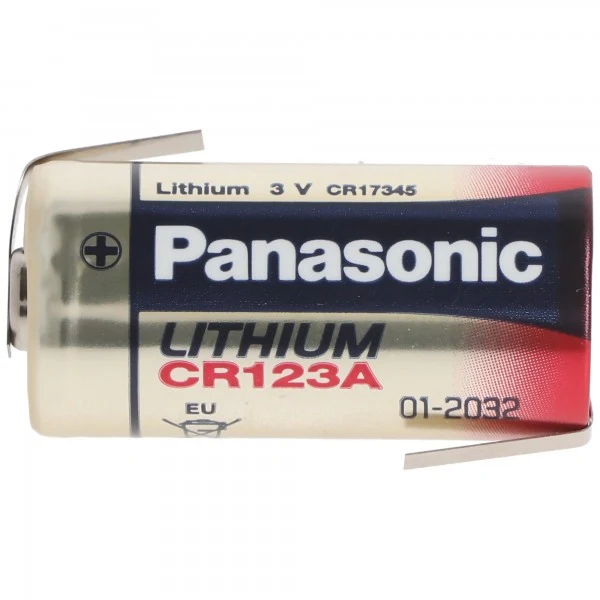 Panasonic Photo Power CR123A Lithium Batterie 3 Volt Lithium Batterie, wählbar mit Lötfahnen in Z-Form und in U-Form