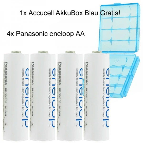 Panasonic eneloop Mignon AA NiMH Akkus in der neuen storage case und der AccuCell Box blue