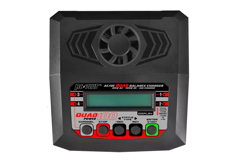 RC Plus – Power Quad 100 Ladegerät – AC 100 W – DC 4 x 100 W – 4 x 4S Lixx – 8 Nixx – 16 V PB