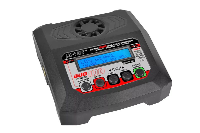 RC Plus – Power Duo 100 Ladegerät – AC 100 W – DC 2 x 100 W – 2 x 4S Lixx – 8 Nixx – 16 V PB