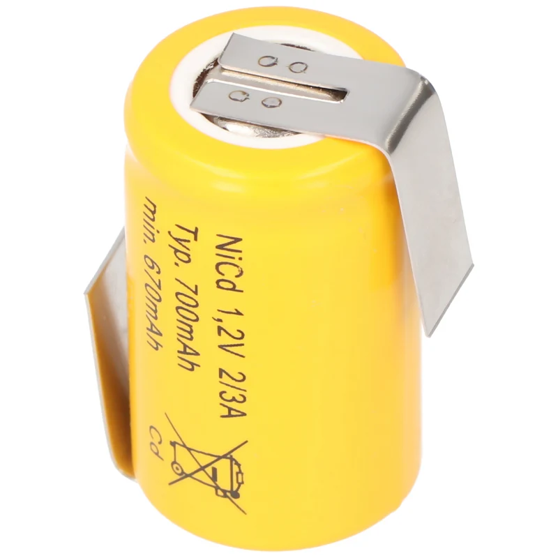 Accucell Ersatzakku KR-600AE 2/3 A Cadnica NICD Akku mit Lötfahnen in Z-Form (nicht original Sanyo)