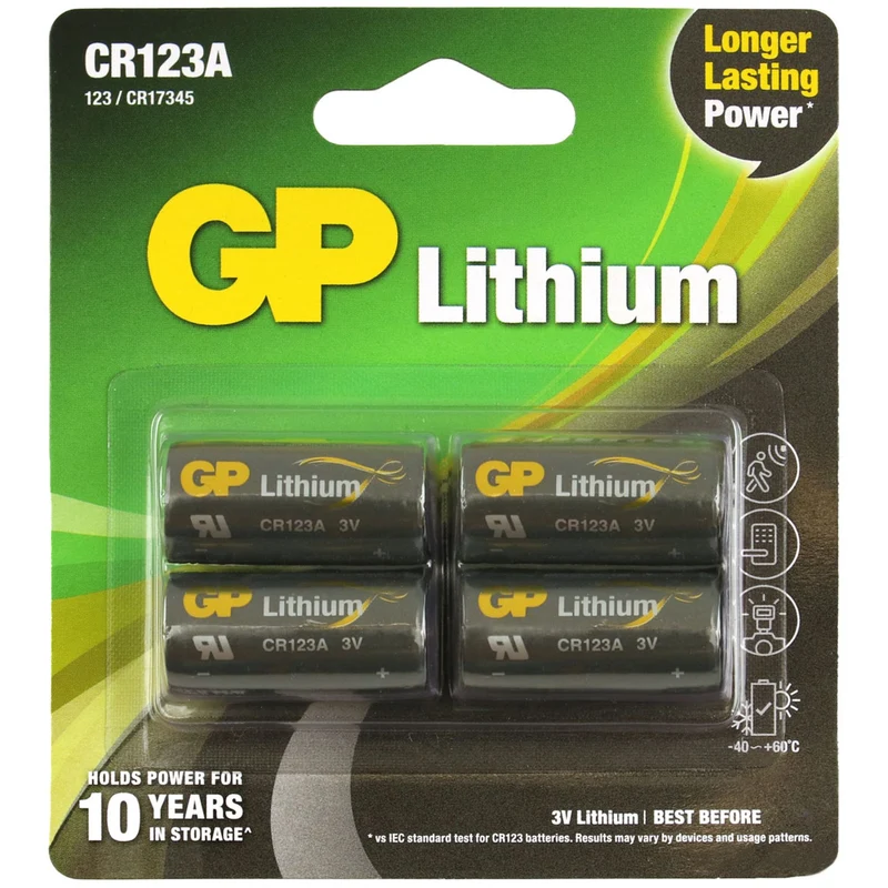GP Batteries 3V 1400mAh CR123A Batterie GP Lithium (4 Stück)