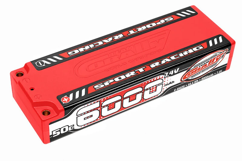 Team Corally C-49420 Sport Racing 50C Lipo Battery 6000Mah 7.4V Stick 2S 4Mm Bullit