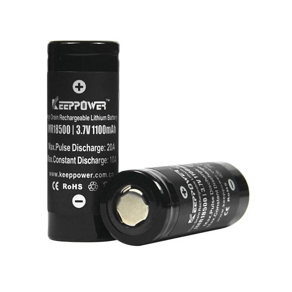 Keeppower IMR18500 3,7V 1100mAh Flat Top (10A) Li-Ion Akku