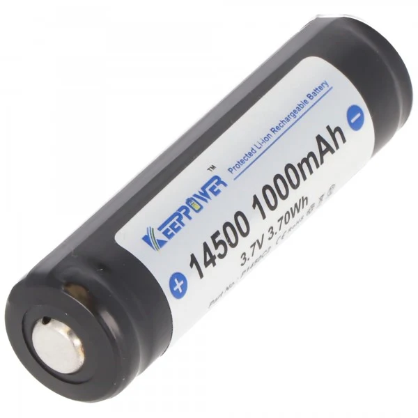 Keeppower 14500 3,7V 1000mAh PCB geschützt mit UL Zulassung Li-Ion Akku