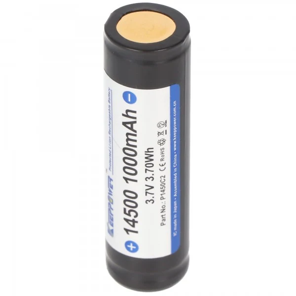 Keeppower 14500 3,7V 1000mAh PCB geschützt mit UL Zulassung Li-Ion Akku