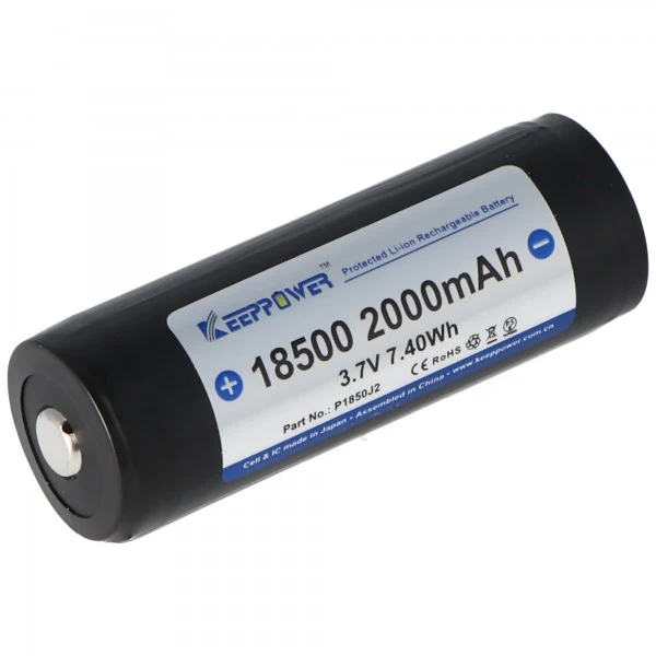 Keeppower 18500 3,7V 2000mAh PCB geschützt mit Kopf Li-Ion Akku