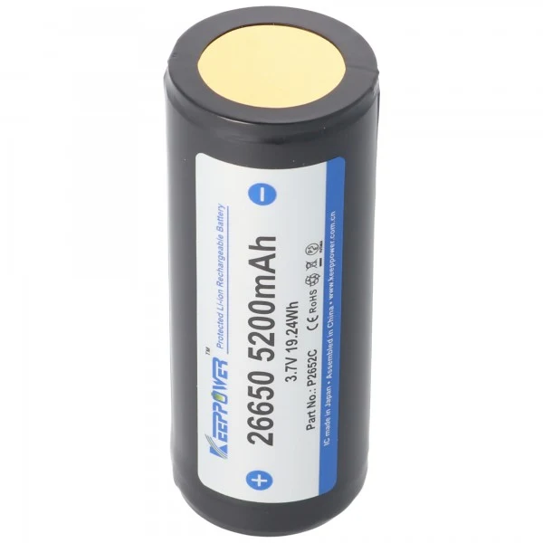 Keeppower 26650 3,7V 5200mAh PCB geschützt Li-Ion Akku