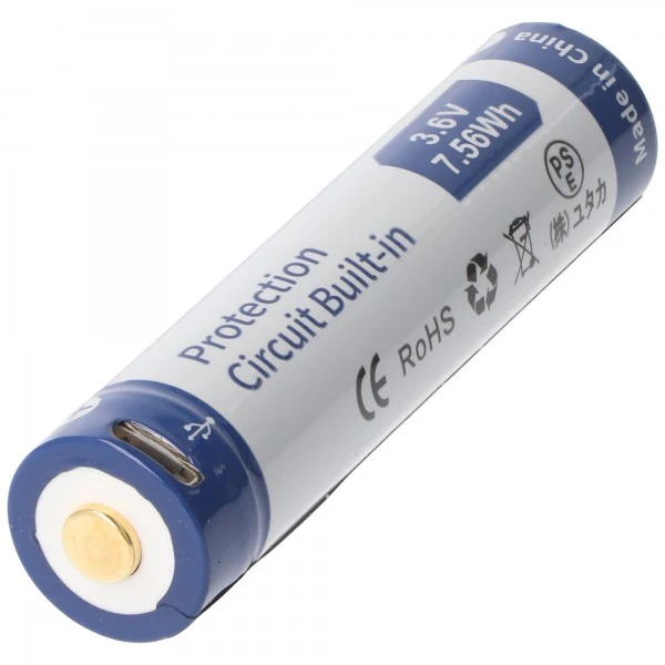 Keeppower 16650 Li-ion Akku 3,7V 2100mAh PCB geschützt micro USB