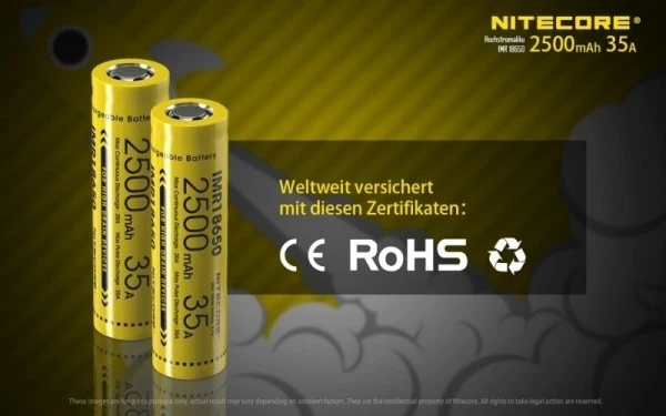 Nitecore 18650IMR 3,7V 2500mAh Li-Ion Akku