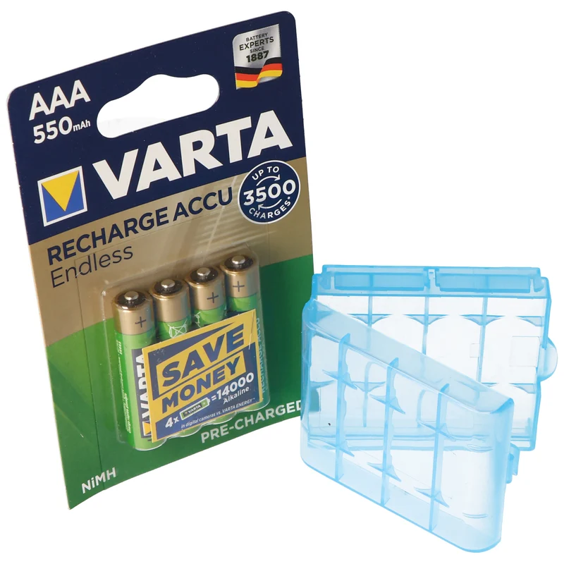 Varta Recharge Accu Endless AAA LR03 Akku 4er Blister 1,2V 550mAh inkl. AccuCell Akkubox