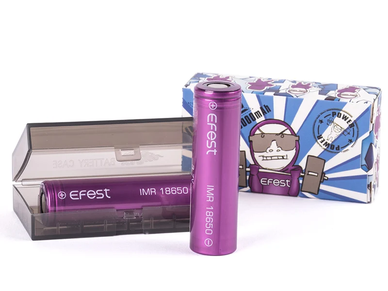Efest Purple IMR 18650 2900mAh 3,6V - 3,7V min. 2820mAh typ. 2900MAh maximal 35A Stromabgabe (Flat Top) inkl. Akkuschutzbox