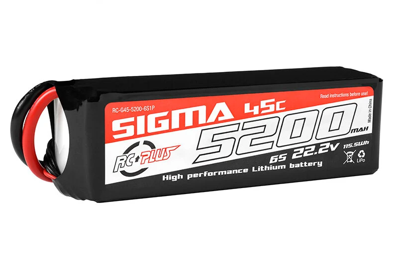 RC Plus Sigma 6S 5200mAh 6S1P 22.2V 45C XT60 LiPo Akku