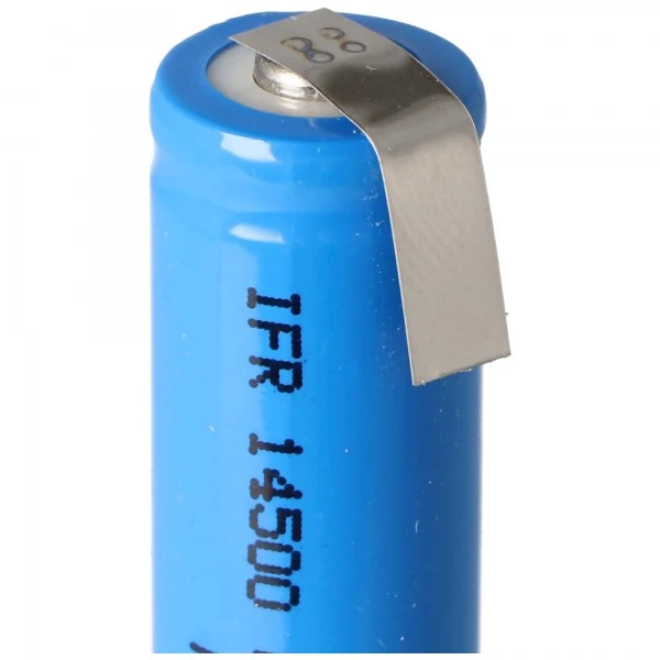 AccuCell IFR 14500 AA 3,2V 600mAh LiFePo4 ungeschützt Lötfahnen U-Form
