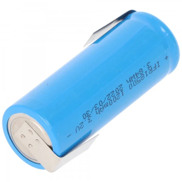 EIZfan IFR 18500 3,2V 1200mAh LiFePo4 Flat Top ungeschützt Lötfahne Z