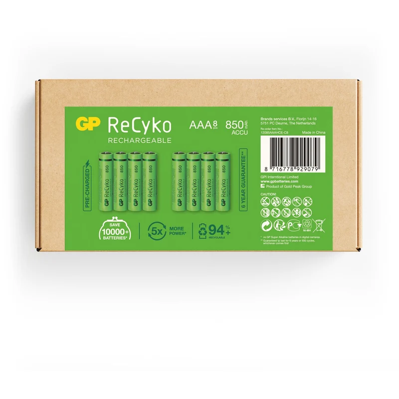 GP Batteries AAA Micro Akku GP NiMH 1,2V 850mAh ReCyko (8 Stück)