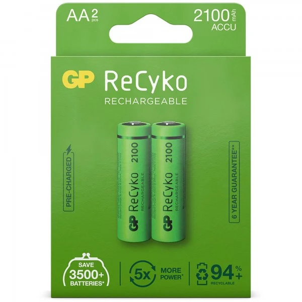 GP Batteries AA Akku GP NiMH 1,2V 2100mAh ReCyko (2 Stück)