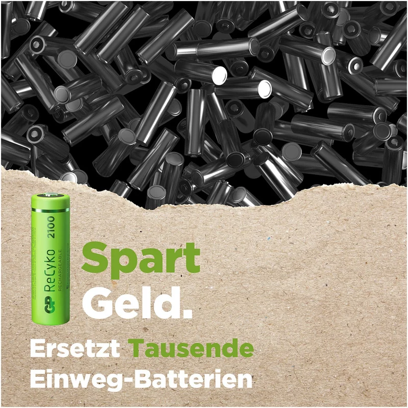 GP Batteries AA Akku GP NiMH 1,2V 2100mAh ReCyko (4 Stück)