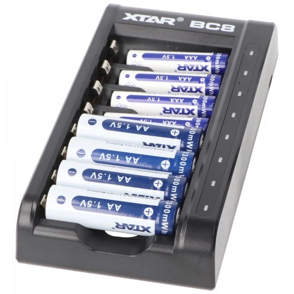Xtar BC8 Schnell-Ladegerät Li-Ion 1,5V NiMH 1,2V Akkus AA AAA