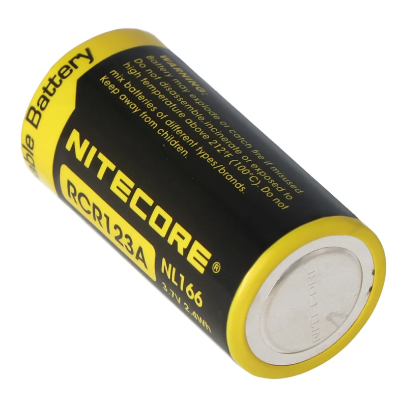 Nitecore CR123A NiteCore 16340 Li-Ion Akku 2/3A Zelle für Leuchten 3,7 Volt 650mAh