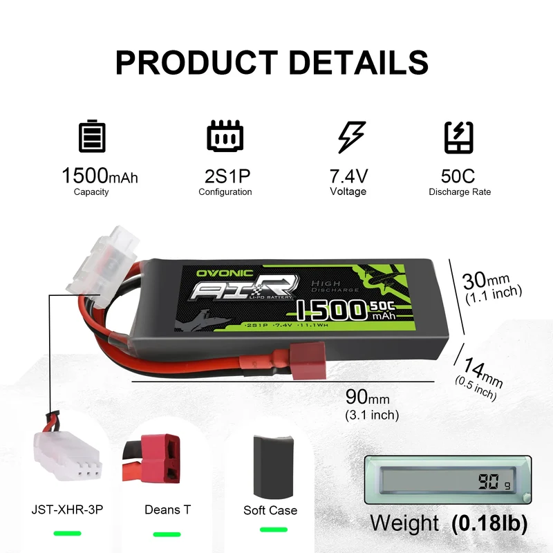 Ovonic Air 2S 1500mAh 7,4V 50C Deans-Stecker LiPo Akku
