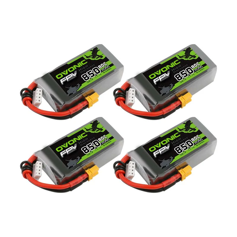 Ovonic FPV 3S 850mAh 11,1V 80C XT30 Lipo Akku (4 Stück)
