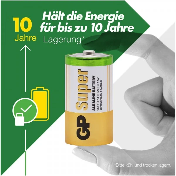 GP Batteries C Baby Batterie GP Alkaline Super 1,5V (4 Stück)