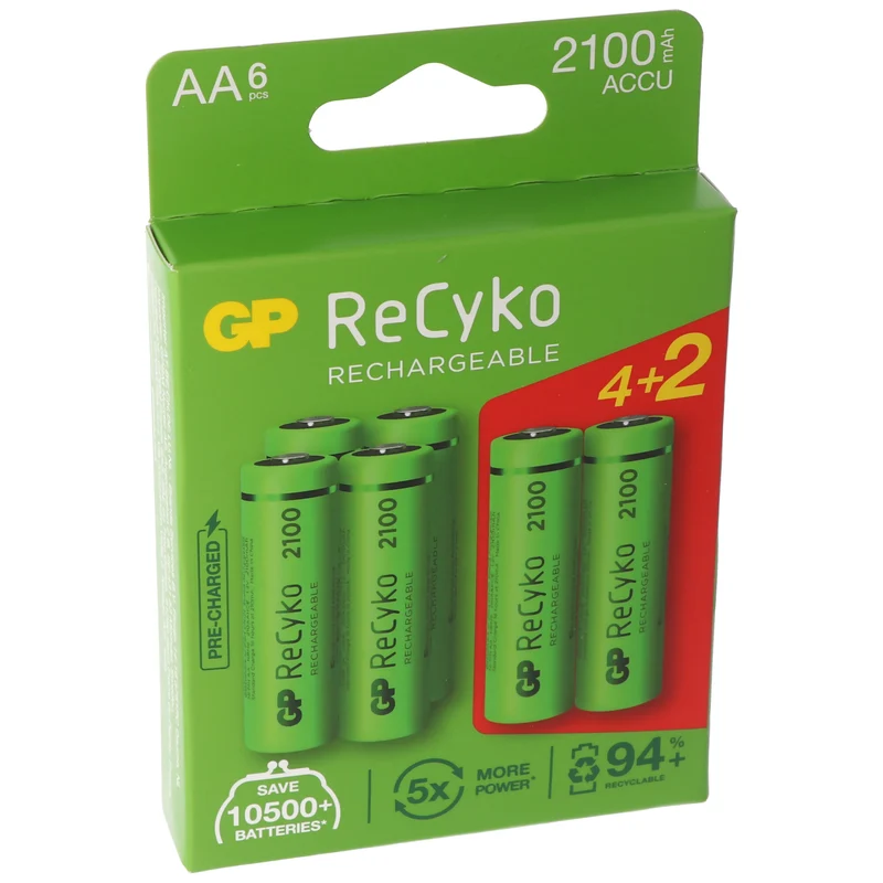 GP ReCyko AA Akku GP NiMH 1,2V 2100mAh 4+2gratis