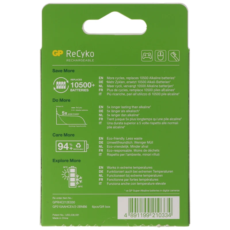 GP ReCyko AA Akku GP NiMH 1,2V 2100mAh 4+2gratis