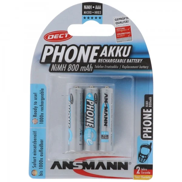 Telefon Akku AAA NiMH 1,2V 800mAh DECT Telefon 3er Pack