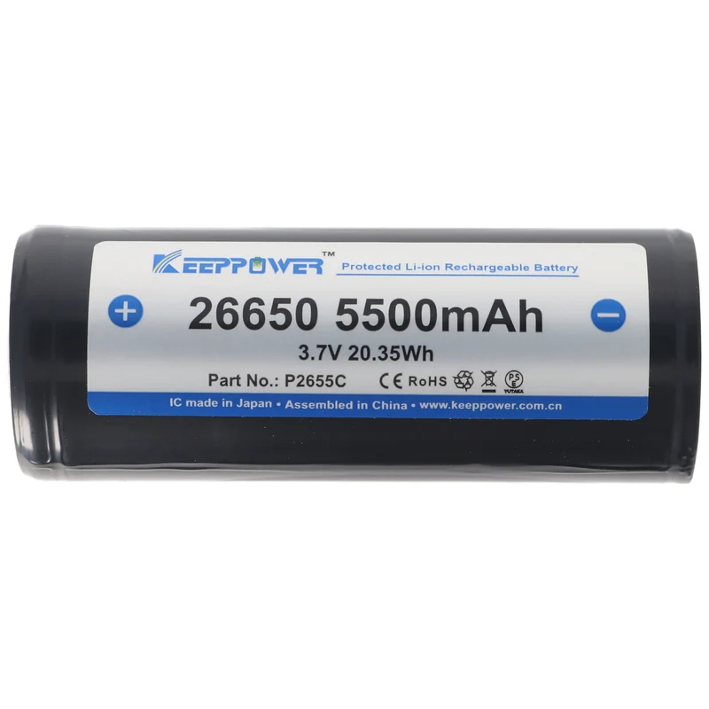 Keeppower 26650 3,7V 5500mAh PCB geschützt Li-Ion Akku