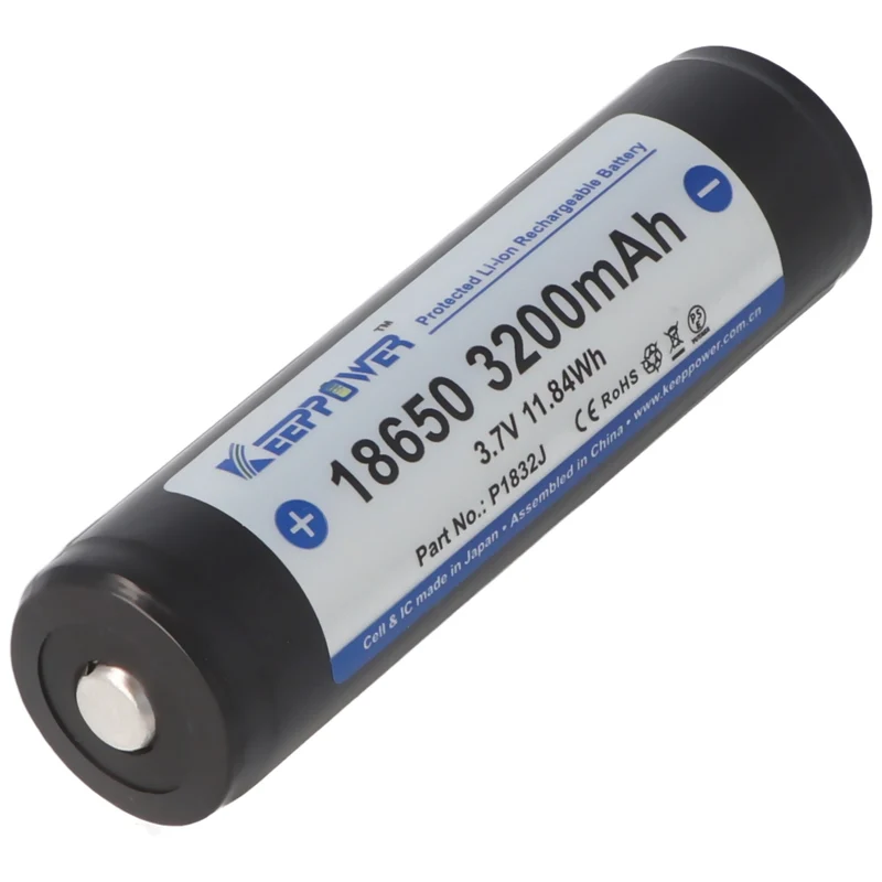 Keeppower 18650 3200mAh 3,7V Li-Ion Akku PCB geschützt mit Kopf