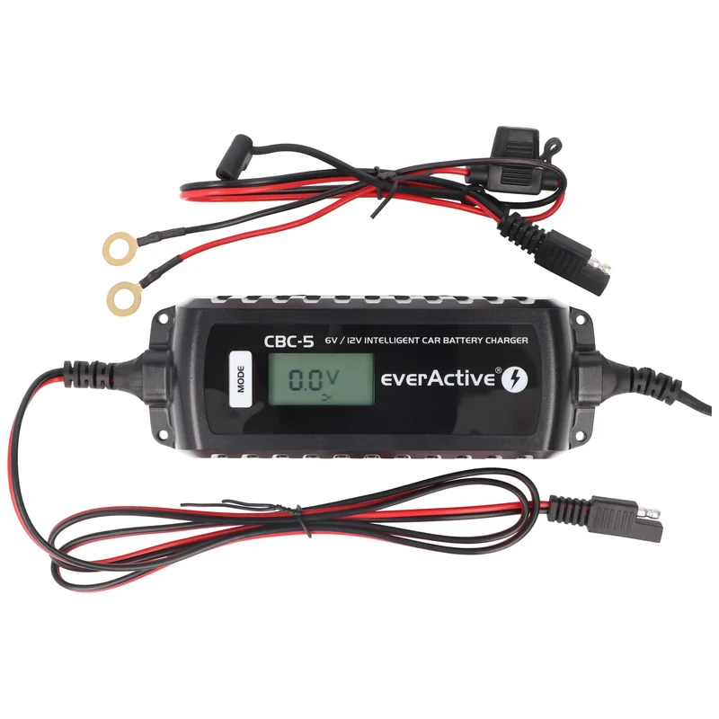 everActive Schnell-Ladegerät mit LCD-Display für 6 Volt und 12 Volt für Auto-, Motorrad-, Bleisäure-, PB, Gel, AGM Akku