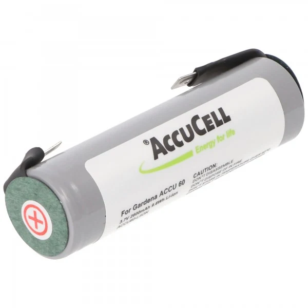 AccuCell 2600mAh Akku für Gardena ACCU 60 Li-Ion 3,6-3,7V 2,8 und 4,8 Steckkontakt