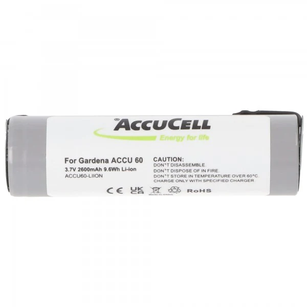 AccuCell 2600mAh Akku für Gardena ACCU 60 Li-Ion 3,6-3,7V 2,8 und 4,8 Steckkontakt