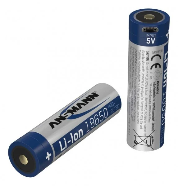 Ansmann Li-Ion 18650 3,7V 2600mAh mit Micro-USB mit Schutzbeschaltung
