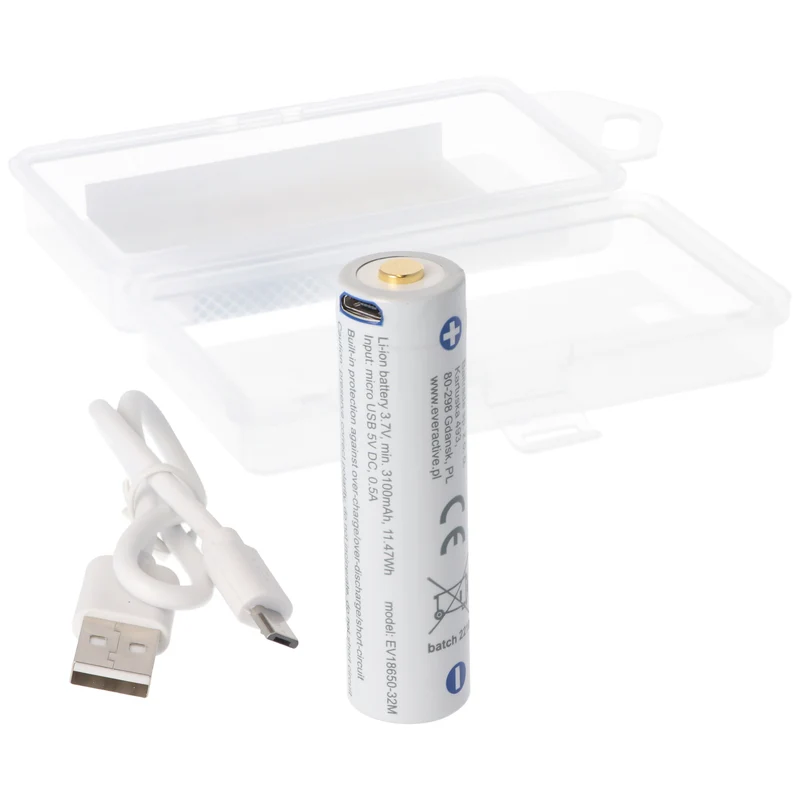 everActive Li-Ion 18650 Akku mit Micro-USB 3,7 Volt 3200mAh