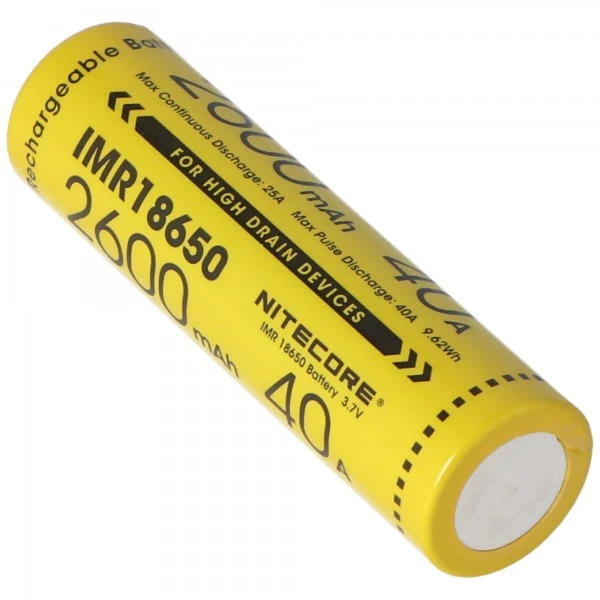 Nitecore 18650IMR Li-Ion Akku 3,7V 2600mAh/40A Flat Top (2 Stück)