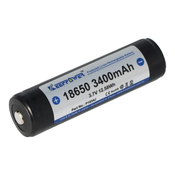 Keeppower 18650 Li-Ion Akku 3400mAh 3,7V geschützt PCB (Button Top)